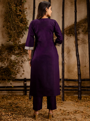 purple fancy viscose rayon kurta set 4