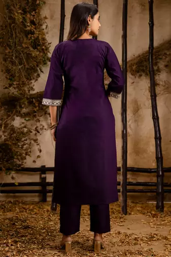 purple fancy viscose rayon kurta set