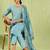 sky-blue fancy silk blend kurta set