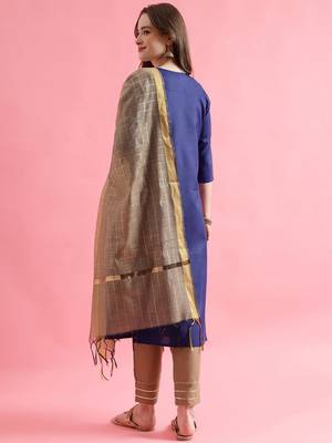 blue fancy cotton kurta set 4