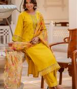yellow fancy viscose kurta set