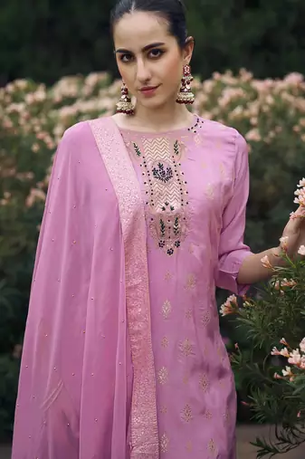 lavender fancy viscose rayon kurta set