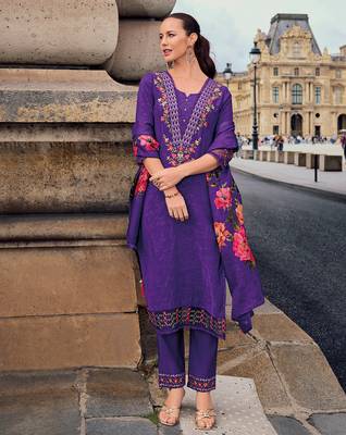 purple fancy viscose kurta set 2