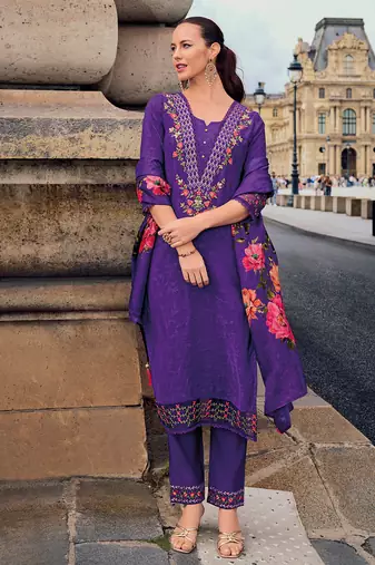 purple fancy viscose kurta set