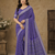 purple hand with katdana and real mirror georgette saree