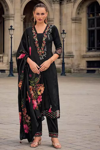 black fancy viscose kurta set