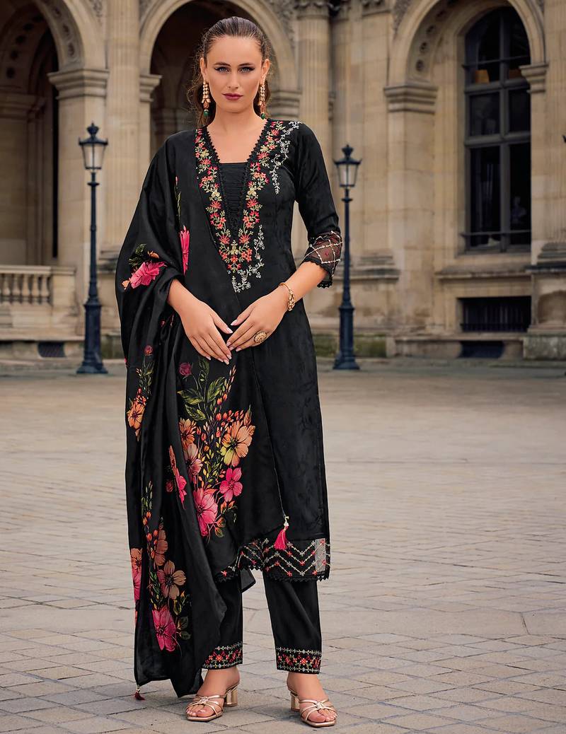 black fancy viscose kurta set
