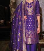 Maroon silk blend designer festive wear readymade suit