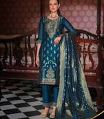 teal fancy banarasi silk kurta set