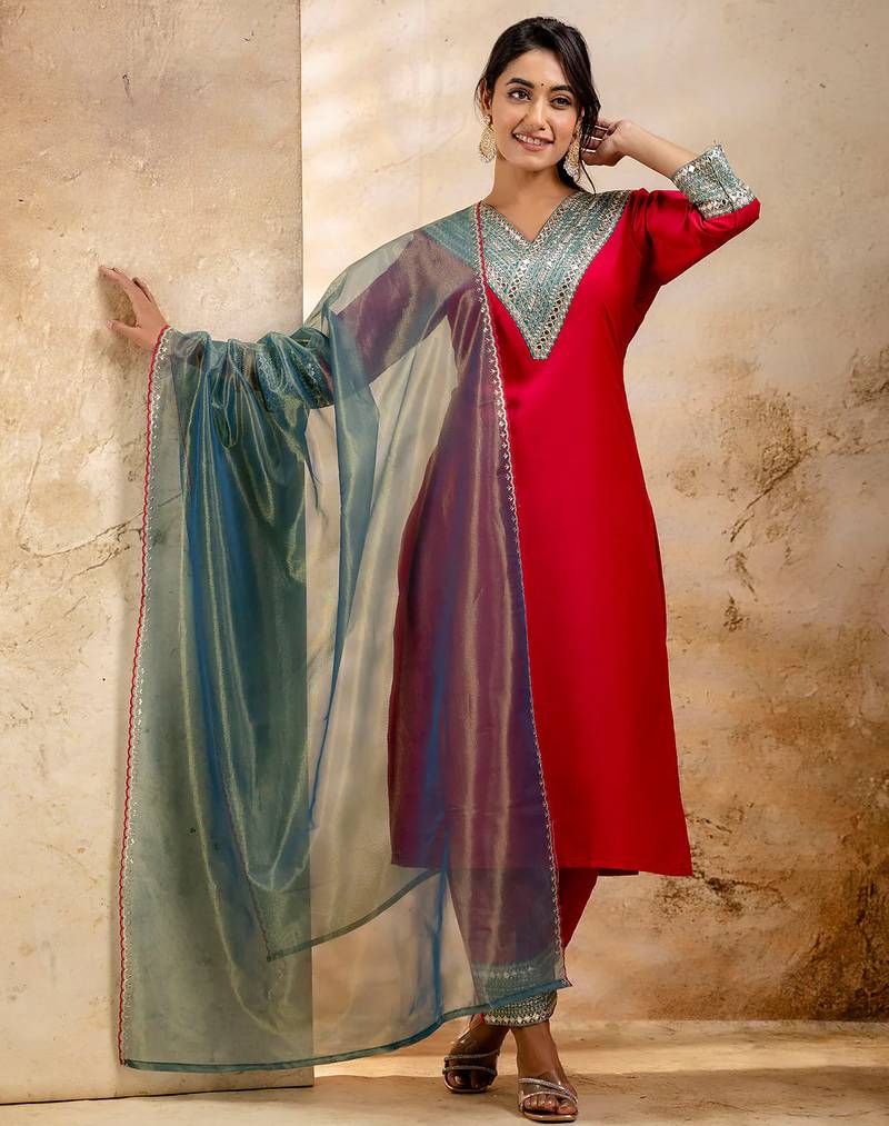 Rani viscose rayon designer festive wear readymade suit