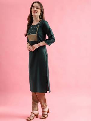 green fancy cotton kurta set 3