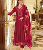 Rani pink vichitra silk designer festive wear readymade suit