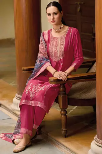 scarlet-red fancy viscose kurta set