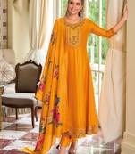 Yellow vichitra silk designer festive wear readymade suit