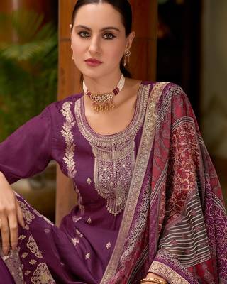 purple fancy viscose kurta set 3