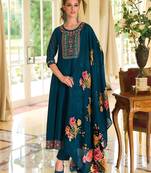 Teal vichitra silk designer festive wear readymade suit