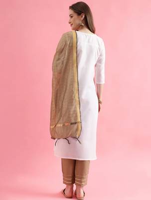 white fancy cotton kurta set 4