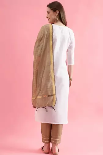 white fancy cotton kurta set
