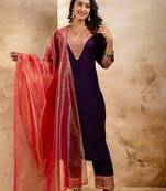 Purple viscose rayon designer festive wear readymade suit