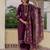 Purple viscose roman silk designer festive wear readymade suit