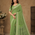 green hand with katdana and real mirror georgette saree