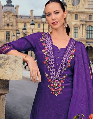 purple fancy viscose kurta set 3