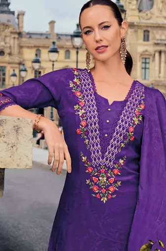 purple fancy viscose kurta set
