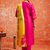 rani-pink fancy silk blend kurta set