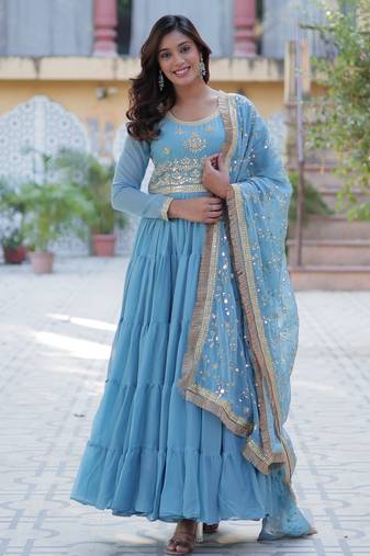 Sky   star georgette designer festive wear readymade suit