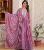 Lavender pure star georgette designer festive wear readymade suit