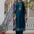 Teal viscose roman silk designer festive wear readymade suit