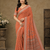 Orange Color Hand Work With Katdana And Real Mirror Work georgettete Saree