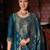 teal fancy banarasi silk kurta set
