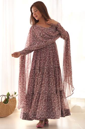 multicolor fancy pure georgette kurta set