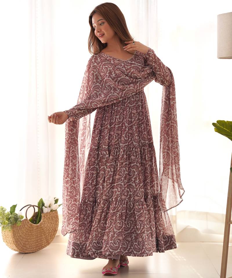 multicolor fancy pure georgette kurta set