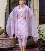 lavender fancy viscose rayon kurta set