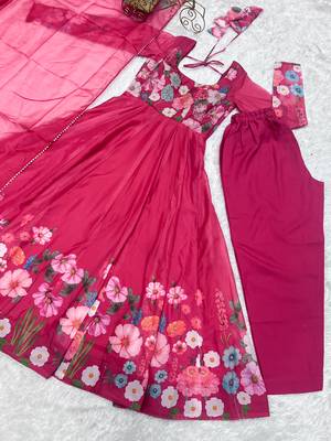rani-pink fancy pure organza kurta set 4