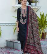 black fancy silk blend kurta set