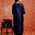 navy-blue fancy cotton silk kurta set