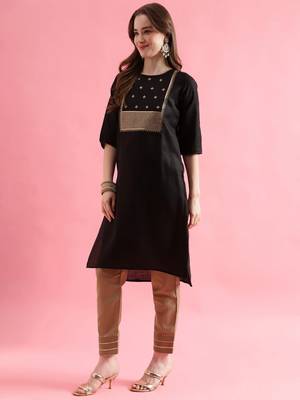 black fancy cotton kurta set 2
