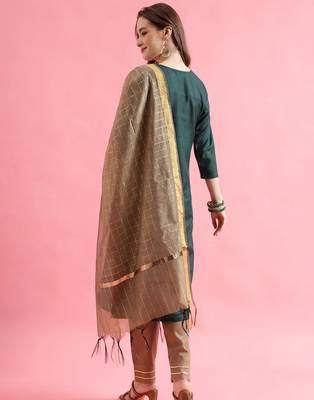 green fancy cotton kurta set 4