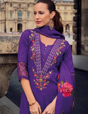 purple fancy viscose kurta set 4