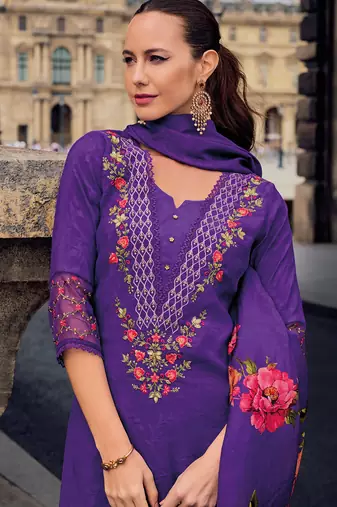purple fancy viscose kurta set