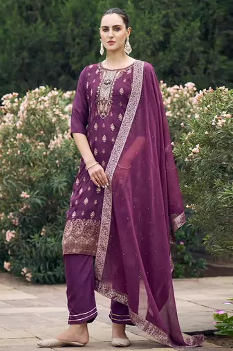 purple fancy viscose rayon kurta set