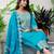 blue fancy silk blend kurta set