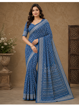 teal hand with katdana and real mirror georgette saree 1