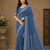 teal hand with katdana and real mirror georgette saree