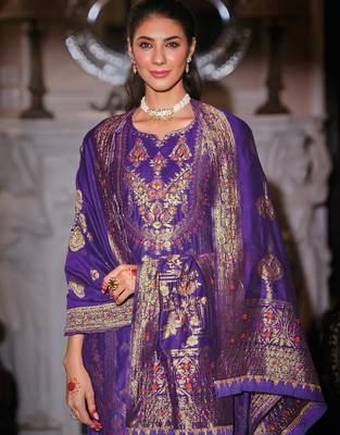 Maroon silk blend designer festive wear readymade suit 4