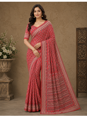 red hand with katdana and real mirror georgette saree 1