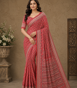 red hand with katdana and real mirror georgette saree